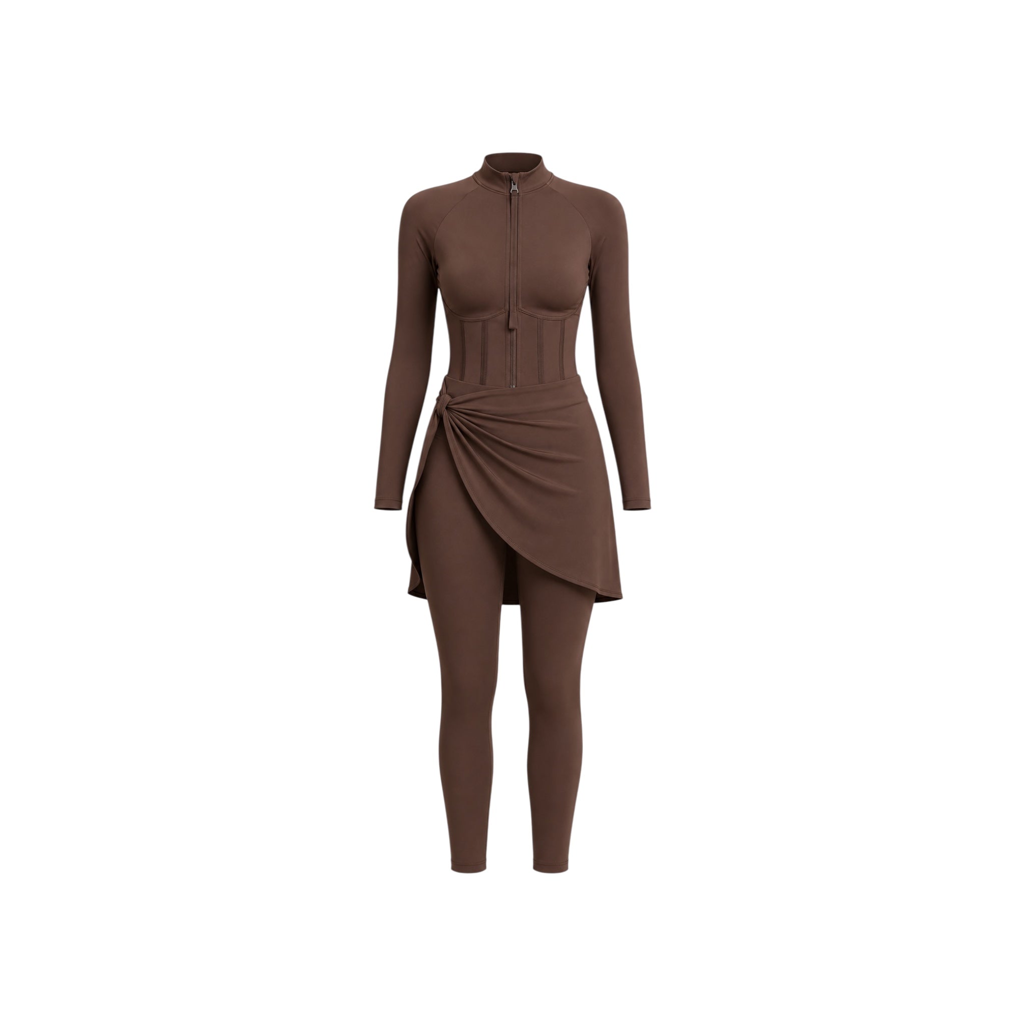 Korse Detaylı Kahverengi Swimsuit